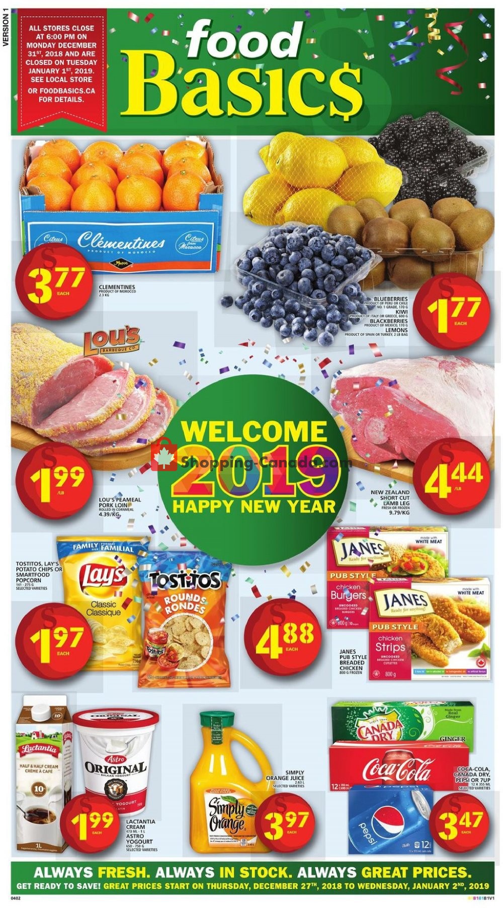 Food Basics Canada, flyer (Happy New Year) December 27 January 2