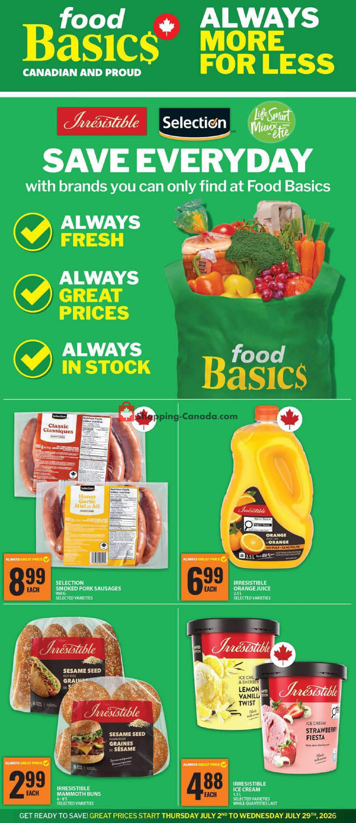 Food Basics flyer from Thursday July 2, 2026 to Wednesday July 8, 2026 - page 1