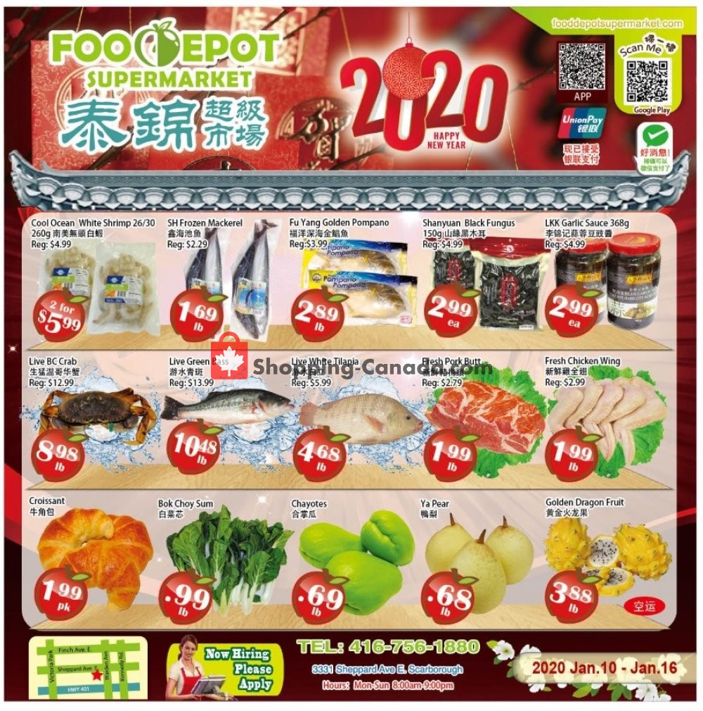Food Depot Supermarket flyer from Friday January 10, 2020 to Thursday January 16, 2020 - page 1