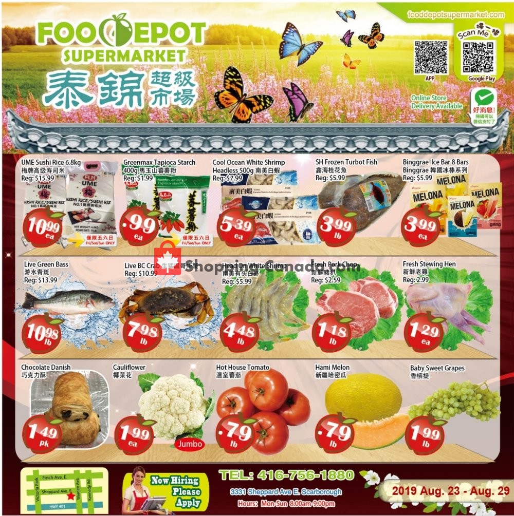 Food Depot Supermarket flyer from Friday August 23, 2019 to Thursday August 29, 2019 - page 1