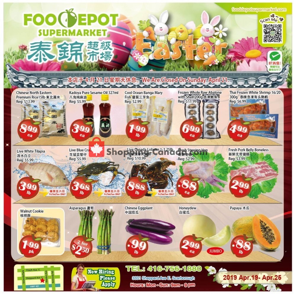 Food Depot Supermarket flyer from Friday April 19, 2019 to Thursday April 25, 2019 - page 1