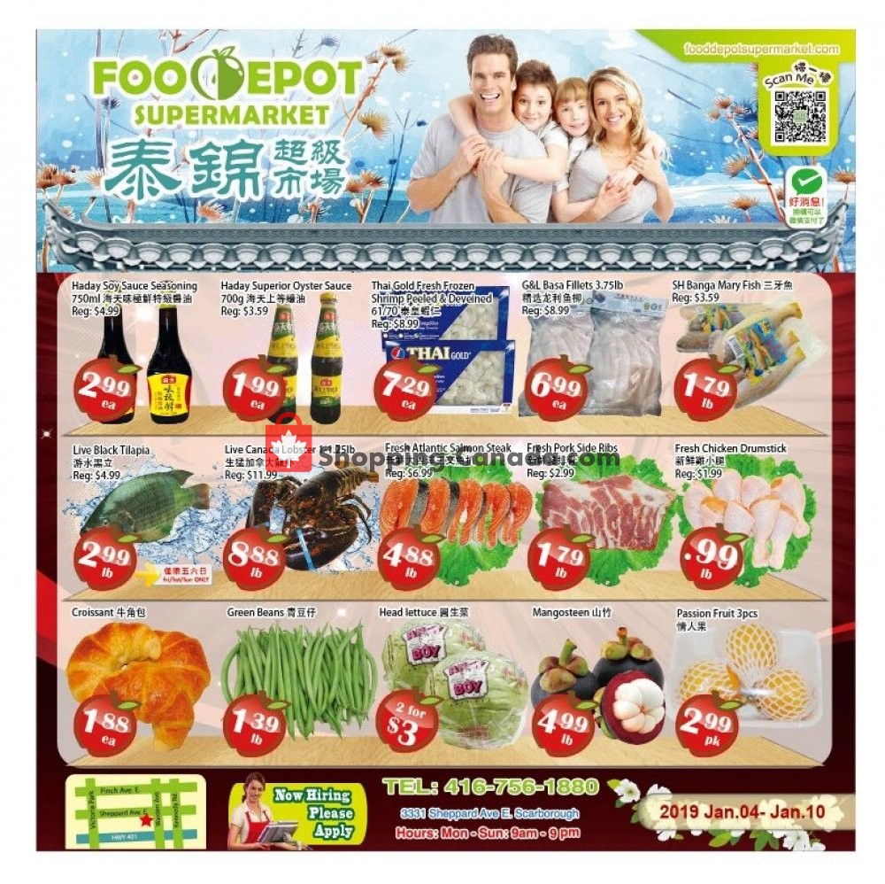 Food Depot Supermarket flyer from Friday January 4, 2019 to Thursday January 10, 2019 - page 1