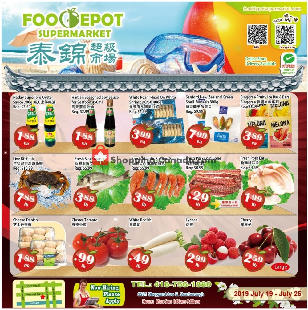 Food Depot Supermarket flyer from Friday July 19, 2019 to Thursday July 25, 2019 - page 1