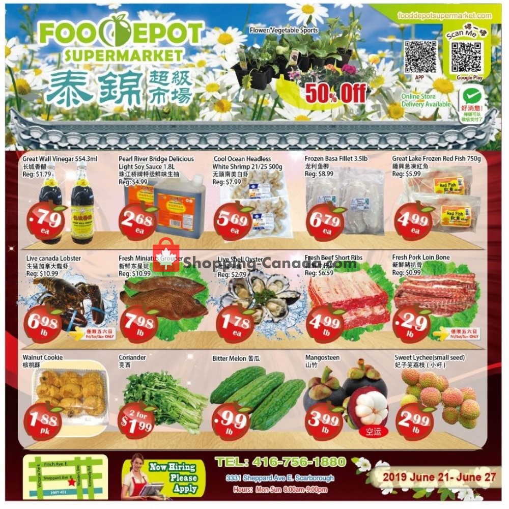 Food Depot Supermarket flyer from Friday June 21, 2019 to Thursday June 27, 2019 - page 1