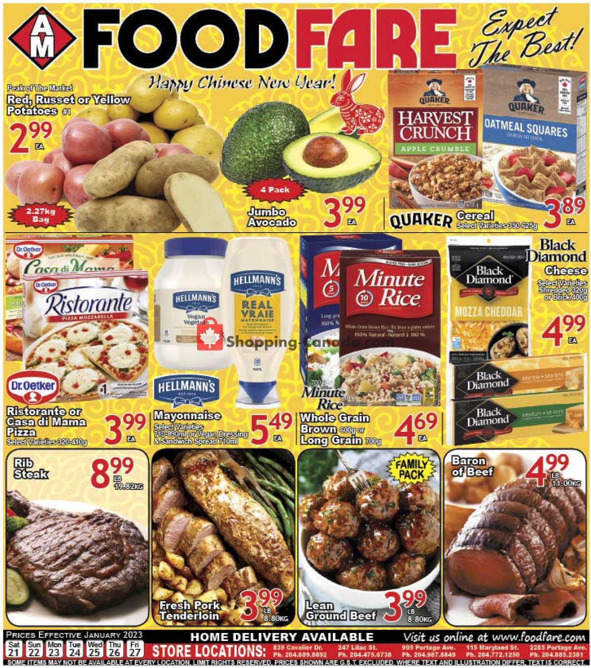 Food fare flyer from Saturday January 21, 2023 to Friday January 27, 2023 - page 1