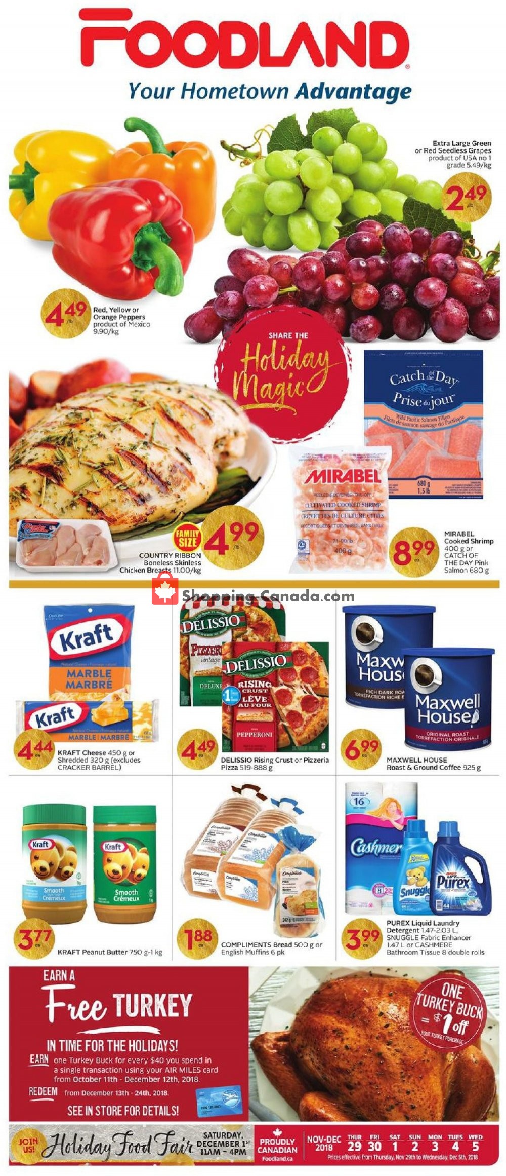 Foodland flyer from Thursday November 29, 2018 to Wednesday December 5, 2018 - page 1