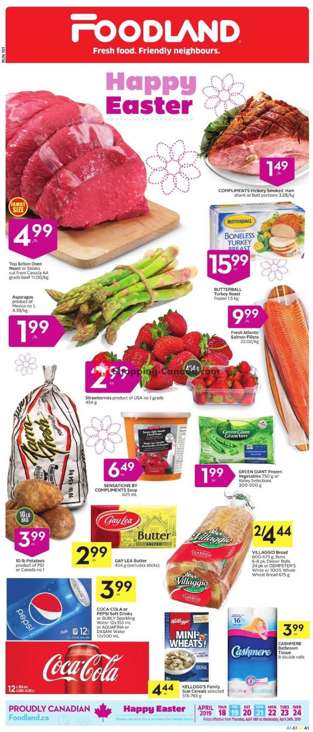 Foodland flyer from Thursday April 18, 2019 to Wednesday April 24, 2019 - page 1