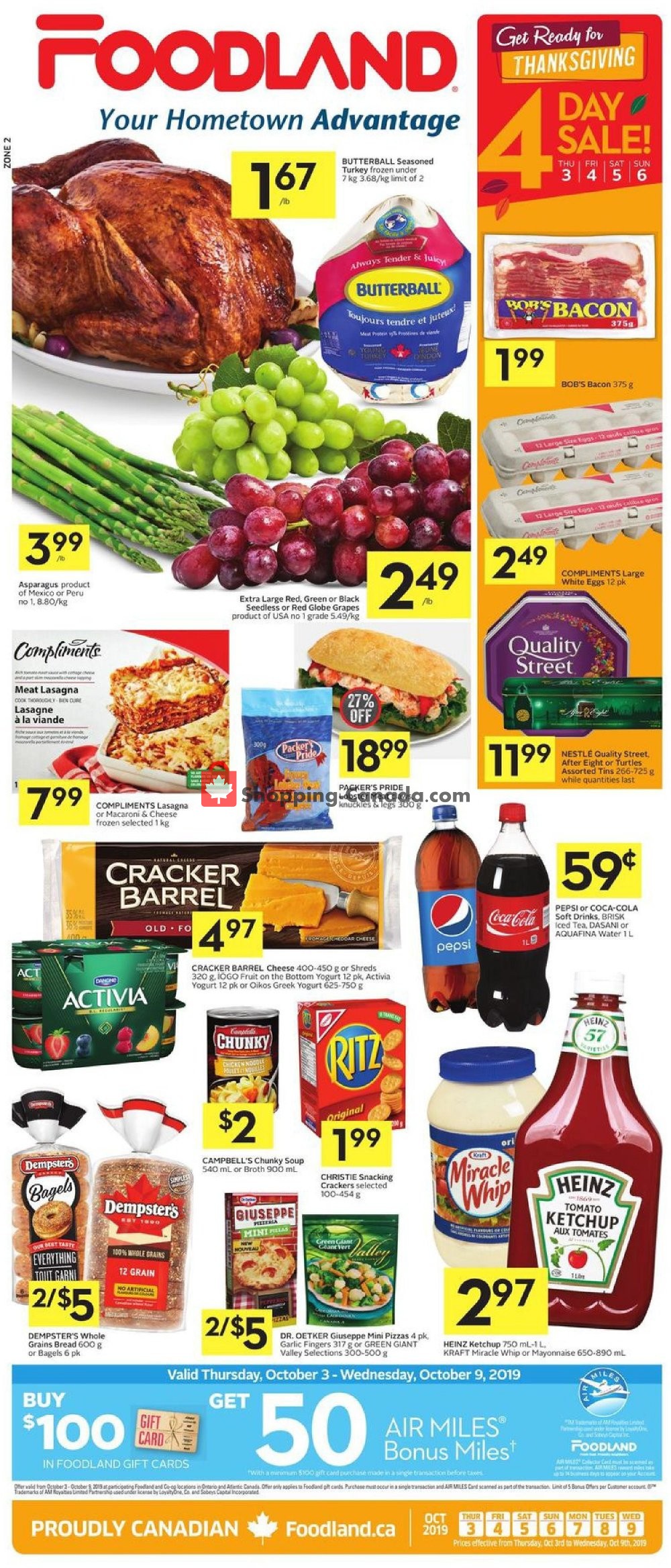 Foodland flyer from Thursday October 3, 2019 to Wednesday October 9, 2019 - page 1