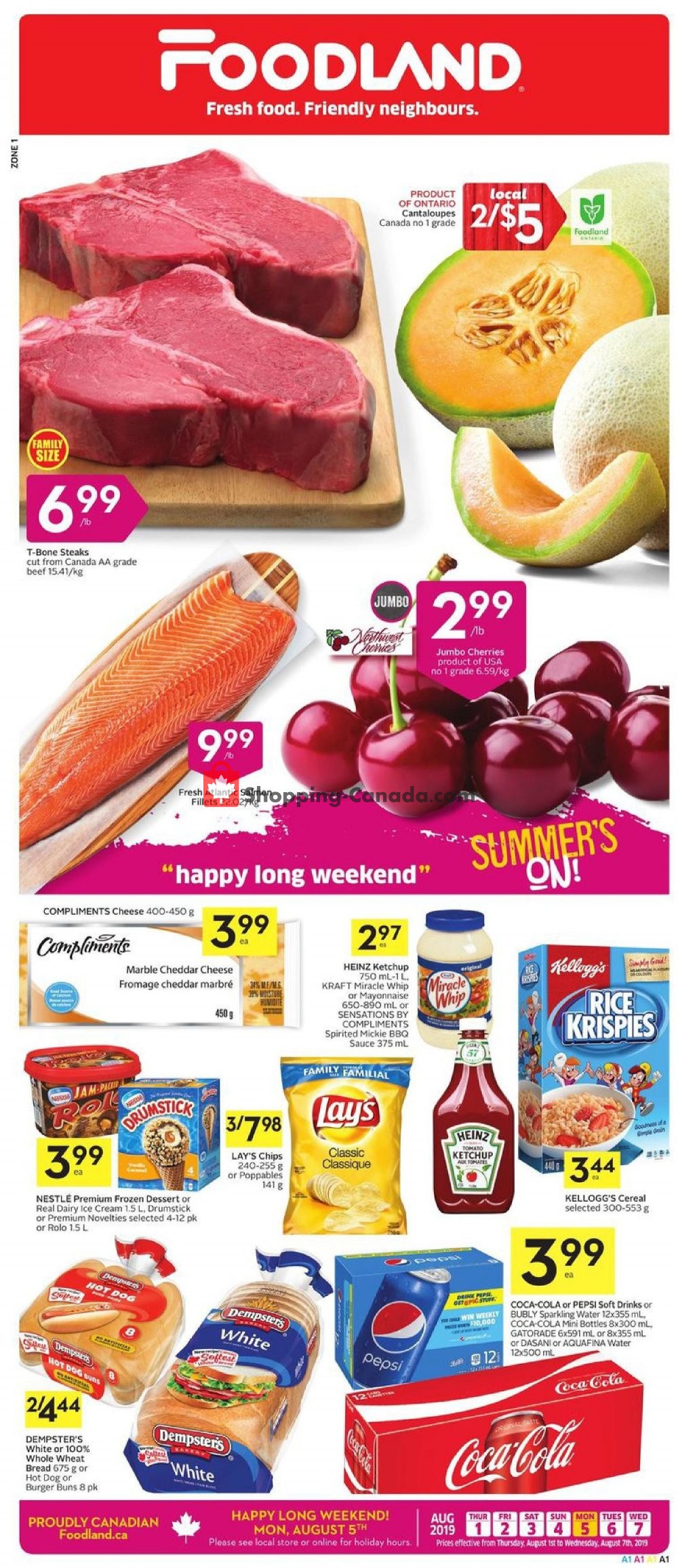 Foodland flyer from Thursday August 1, 2019 to Wednesday August 7, 2019 - page 1