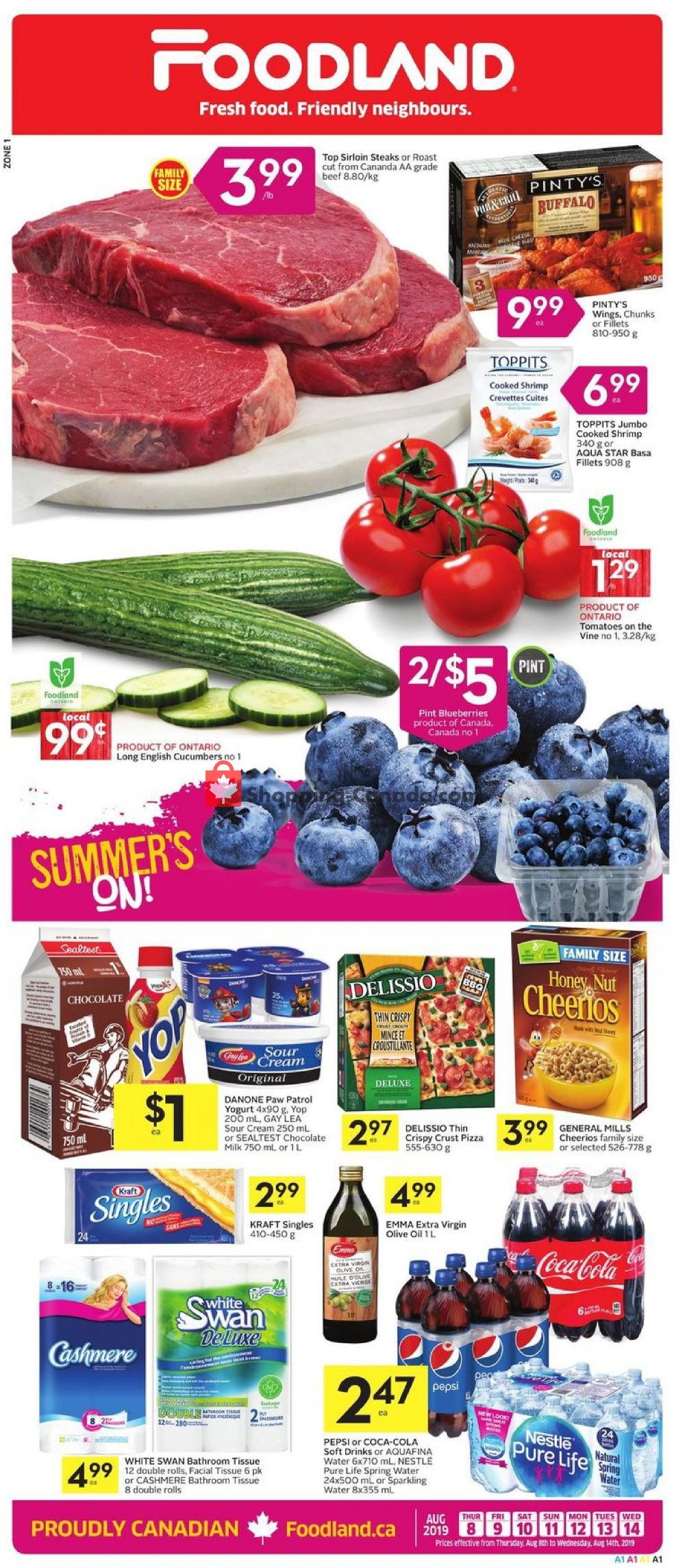Foodland flyer from Thursday August 8, 2019 to Wednesday August 14, 2019 - page 1