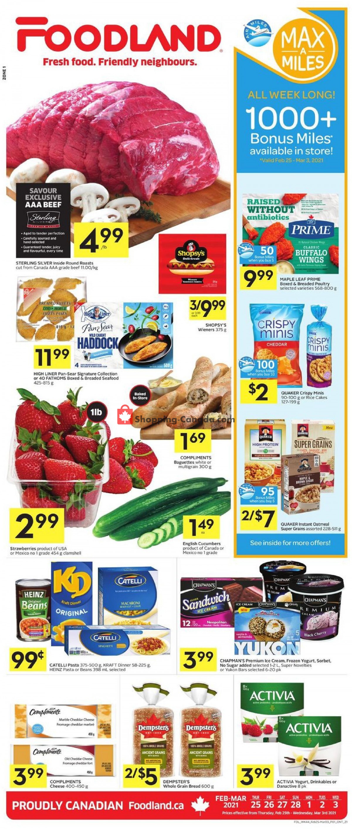 Foodland flyer from Thursday February 25, 2021 to Wednesday March 3, 2021 - page 1