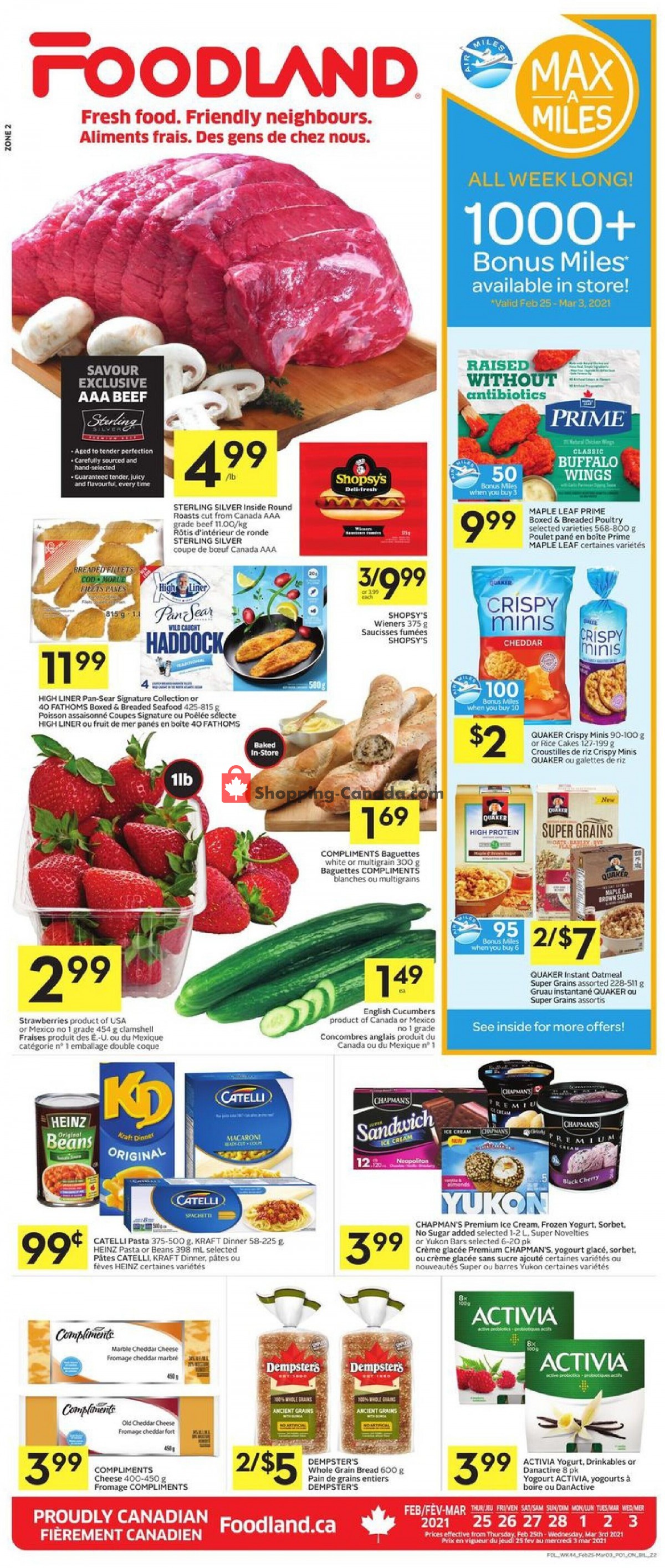 Foodland flyer from Thursday February 25, 2021 to Wednesday March 3, 2021 - page 1