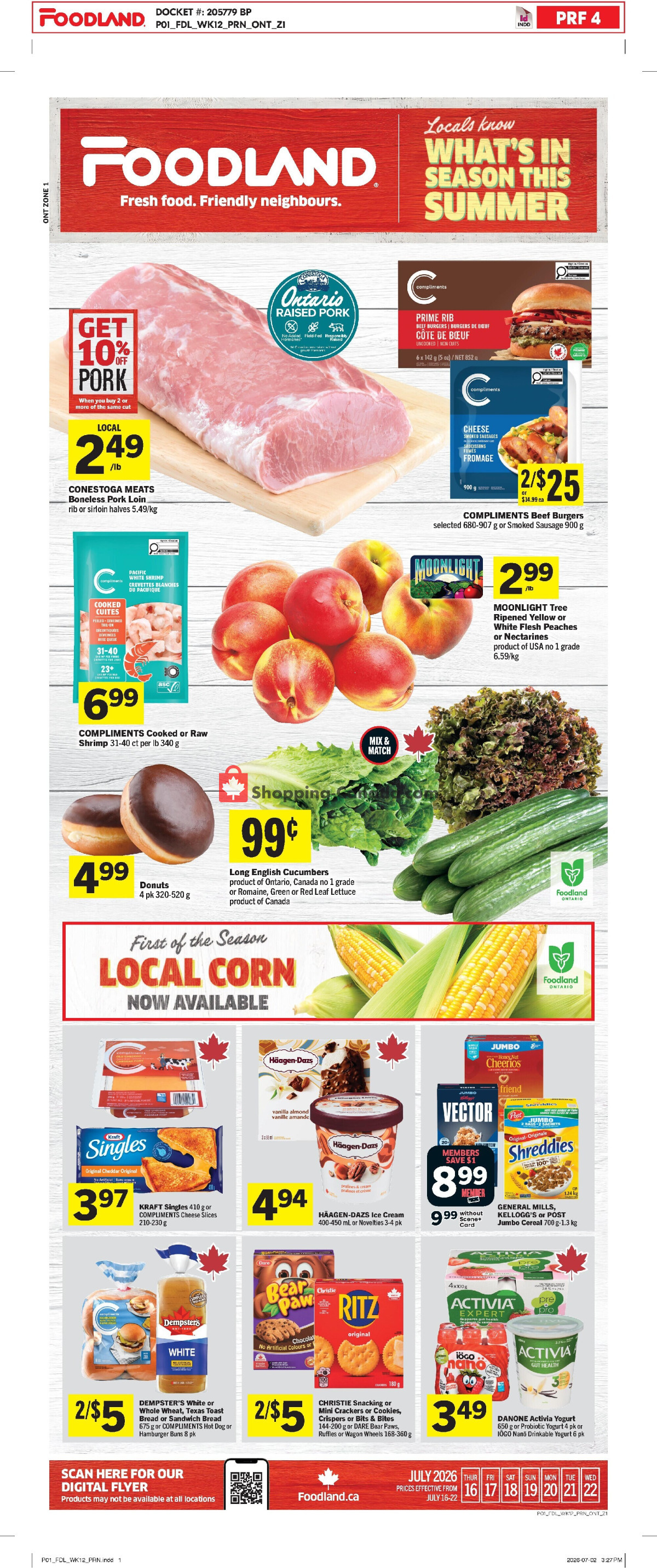 Foodland flyer from Thursday July 16, 2026 to Wednesday July 22, 2026 - page 1