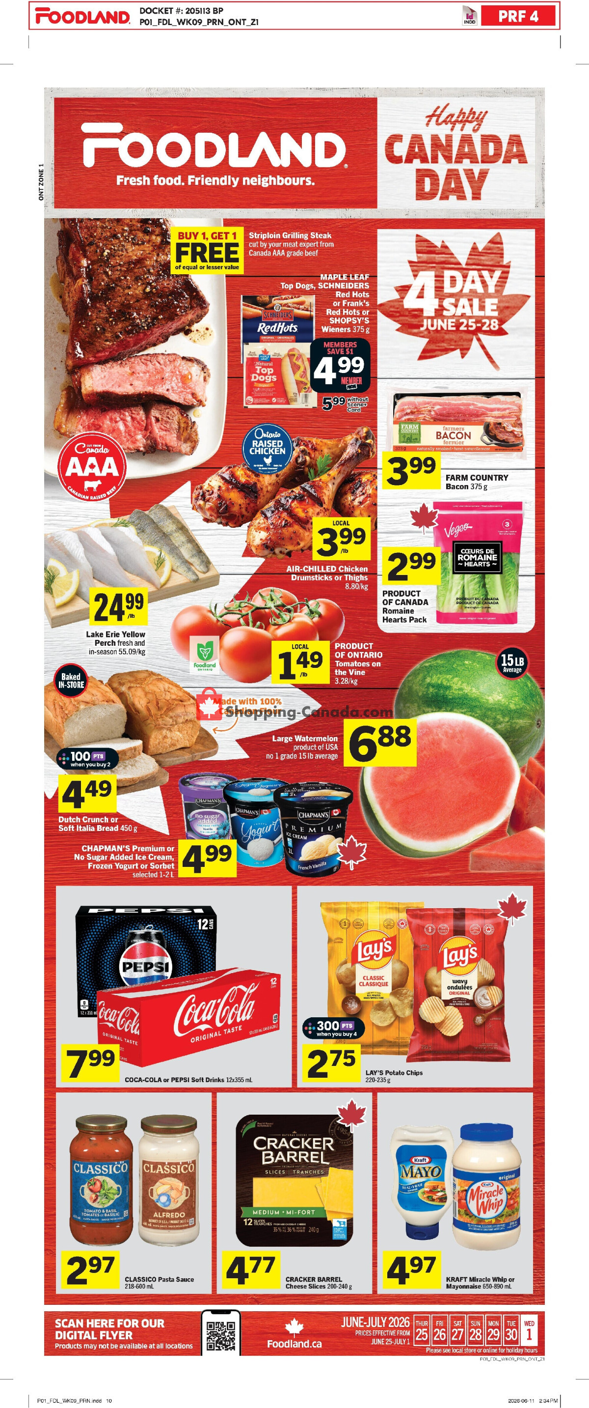 Foodland flyer from Thursday June 25, 2026 to Wednesday July 1, 2026 - page 1