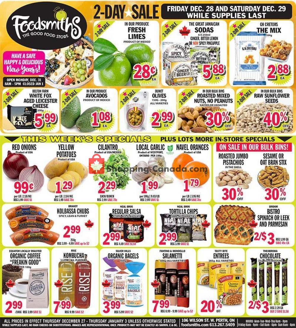 Foodsmiths flyer from Thursday December 27, 2018 to Thursday January 3, 2019 - page 1