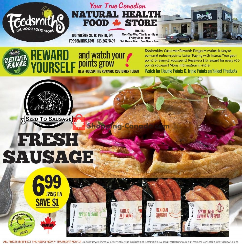 Foodsmiths flyer from Thursday November 7, 2019 to Thursday November 14, 2019 - page 1