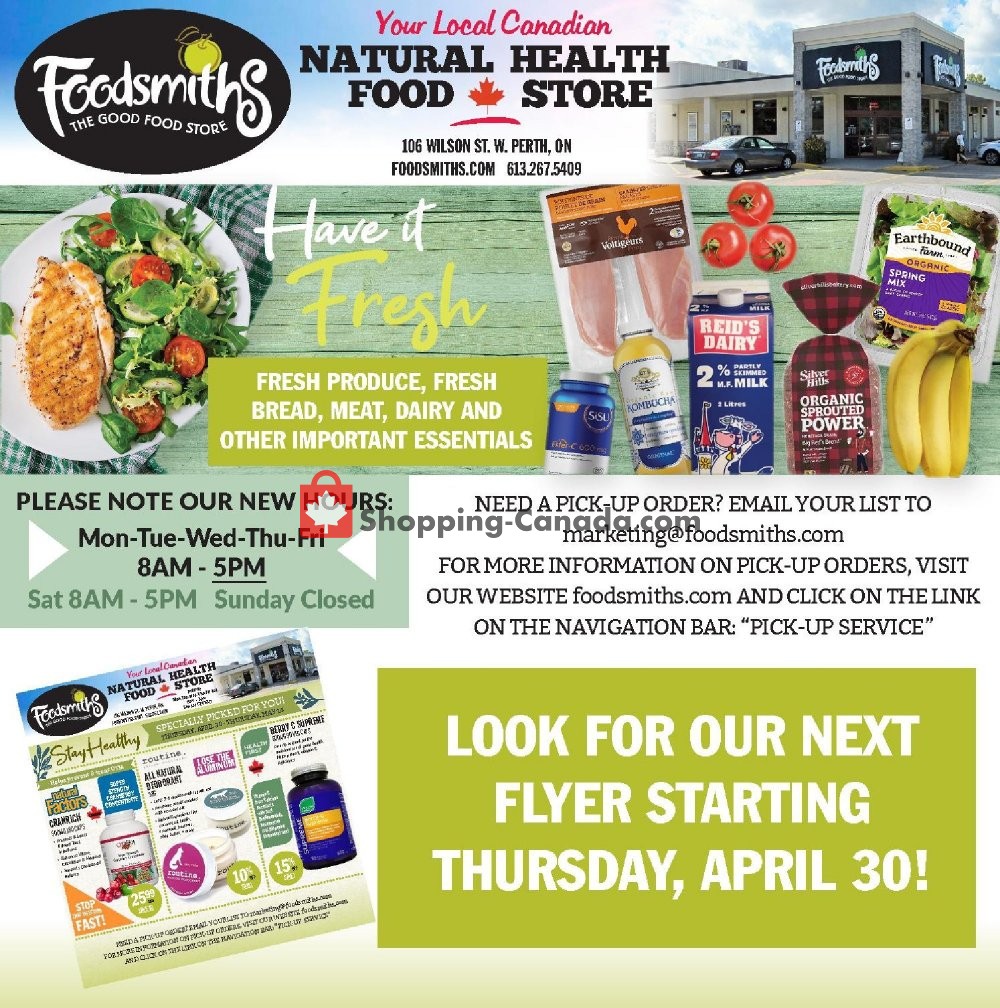 Foodsmiths flyer from Friday April 24, 2020 to Thursday April 30, 2020 - page 1