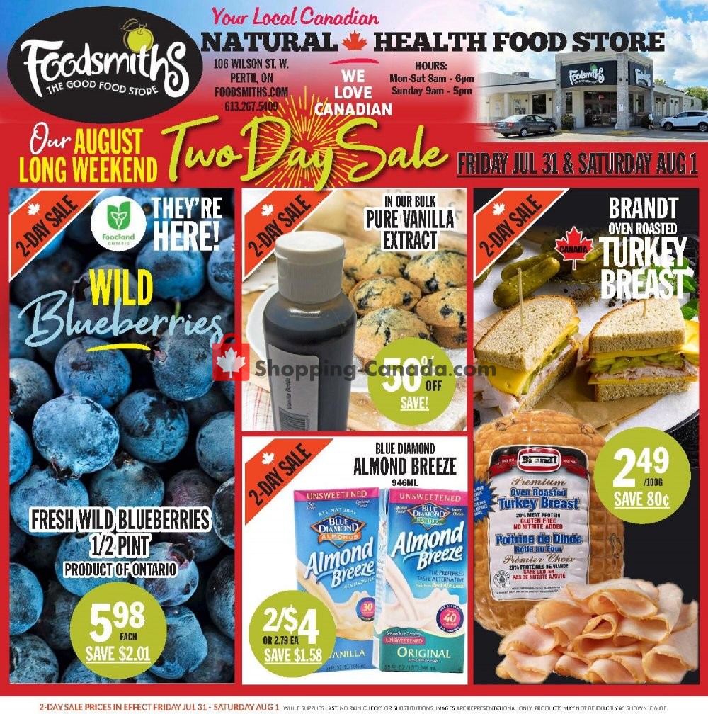 Foodsmiths flyer from Thursday July 30, 2020 to Thursday August 6, 2020 - page 1