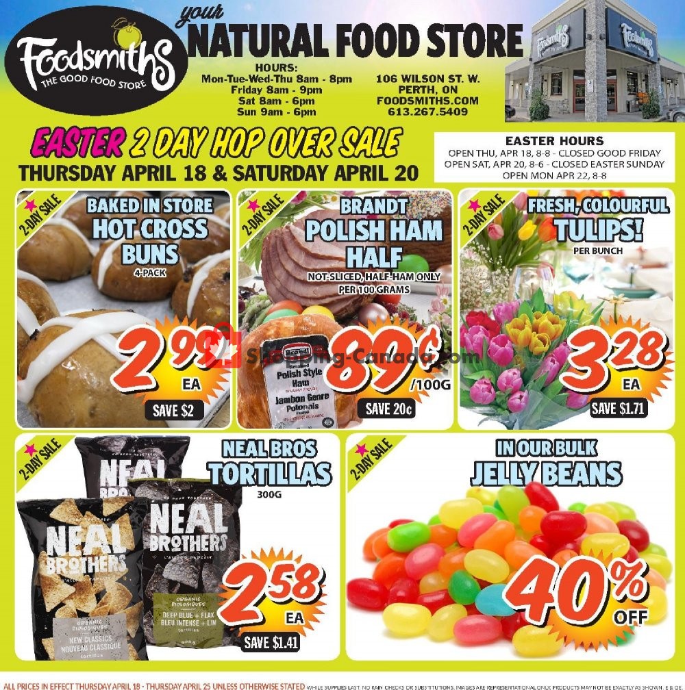 Foodsmiths flyer from Thursday April 18, 2019 to Thursday April 25, 2019 - page 1