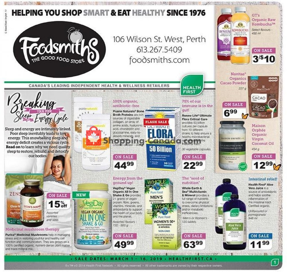 Foodsmiths flyer from Friday March 1, 2019 to Saturday March 16, 2019 - page 1