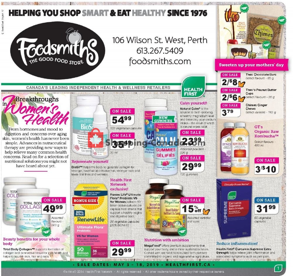 Foodsmiths flyer from Friday May 3, 2019 to Saturday May 18, 2019 - page 1