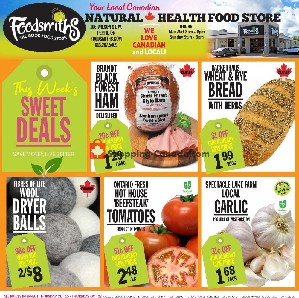 Foodsmiths flyer from Thursday October 15, 2020 to Thursday October 22, 2020 - page 1