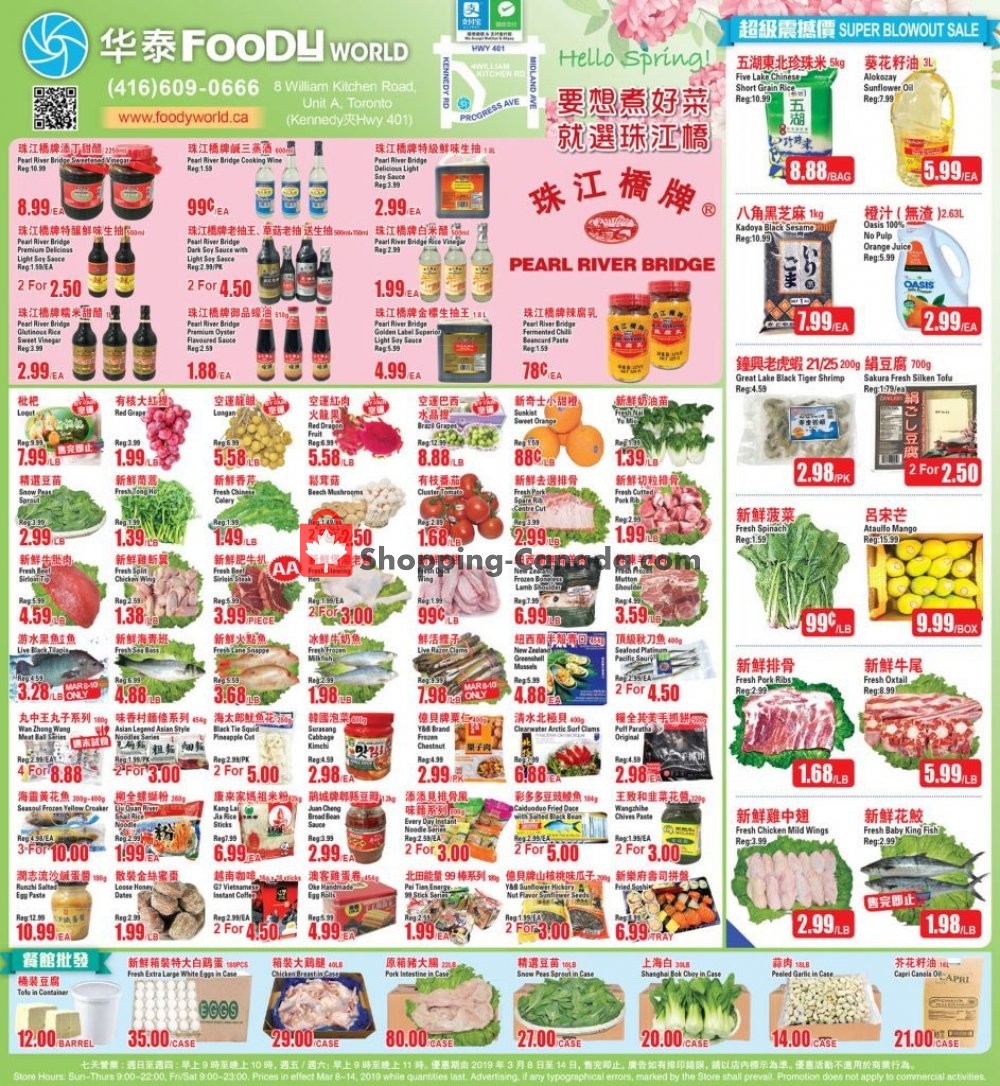 Foody World flyer from Friday March 8, 2019 to Thursday March 14, 2019 - page 1