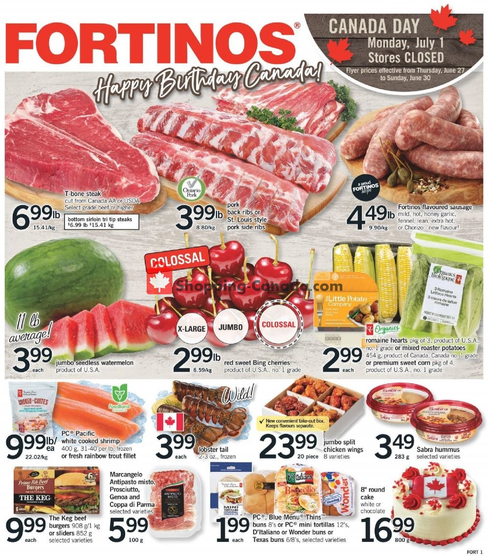 Fortinos flyer from Thursday June 27, 2019 to Wednesday July 3, 2019 - page 1