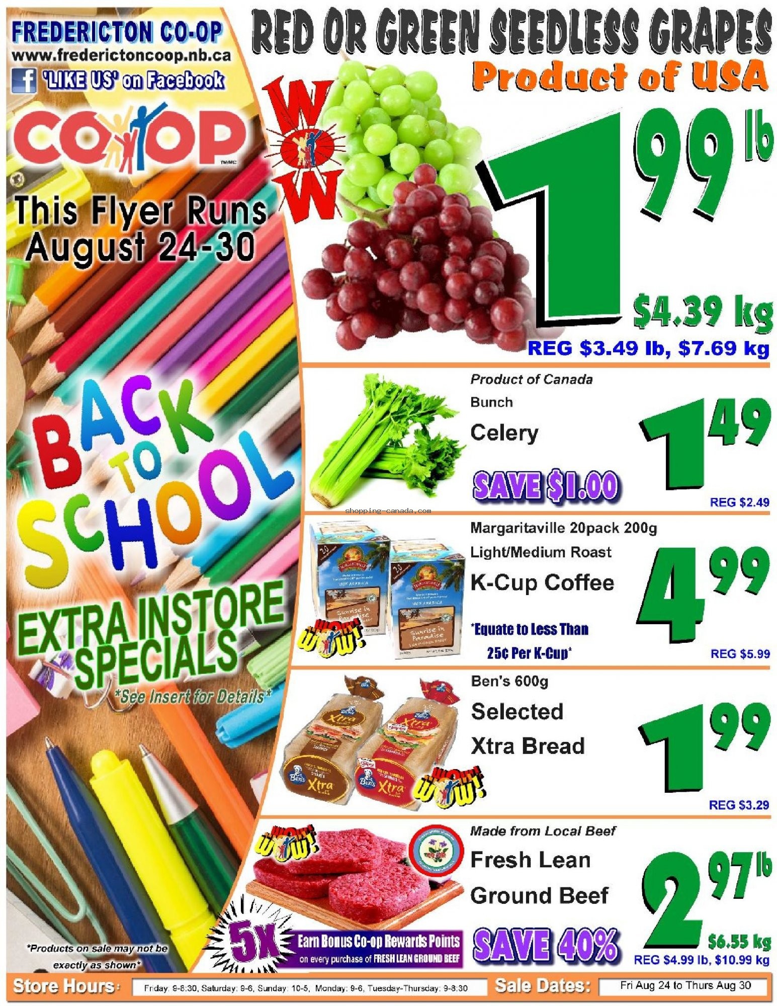 Fredericton Co-op flyer from Friday August 24, 2018 to Thursday August 30, 2018 - page 1