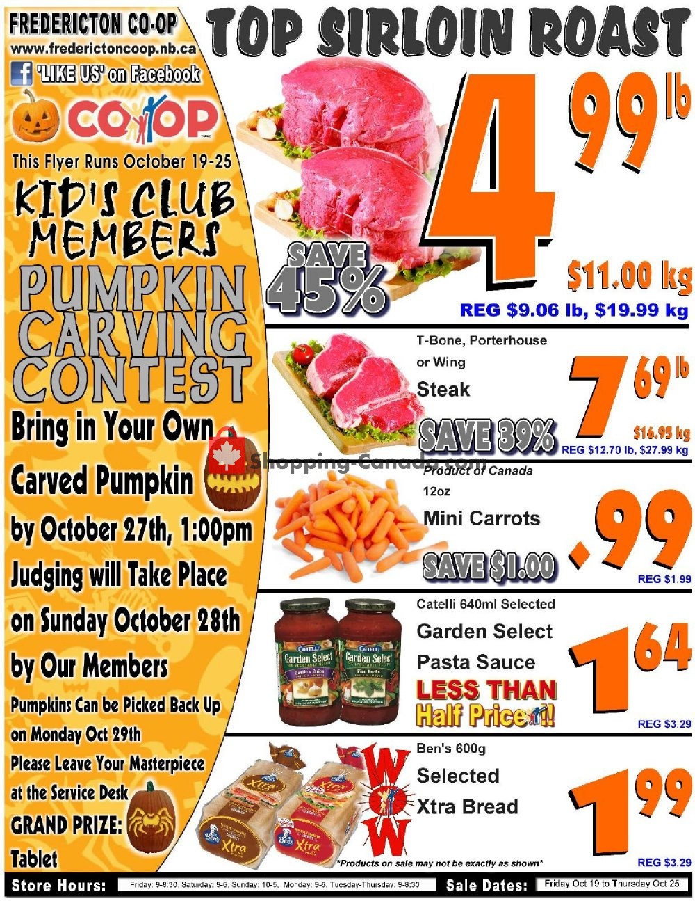 Fredericton Co-op flyer from Friday October 19, 2018 to Thursday October 25, 2018 - page 1
