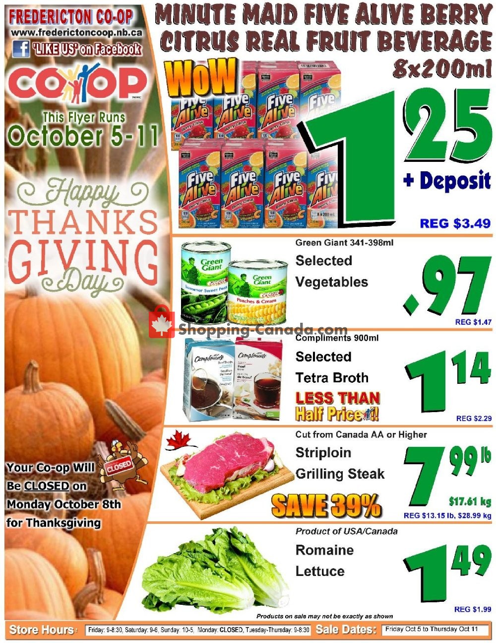 Fredericton Co-op flyer from Friday October 5, 2018 to Thursday October 11, 2018 - page 1