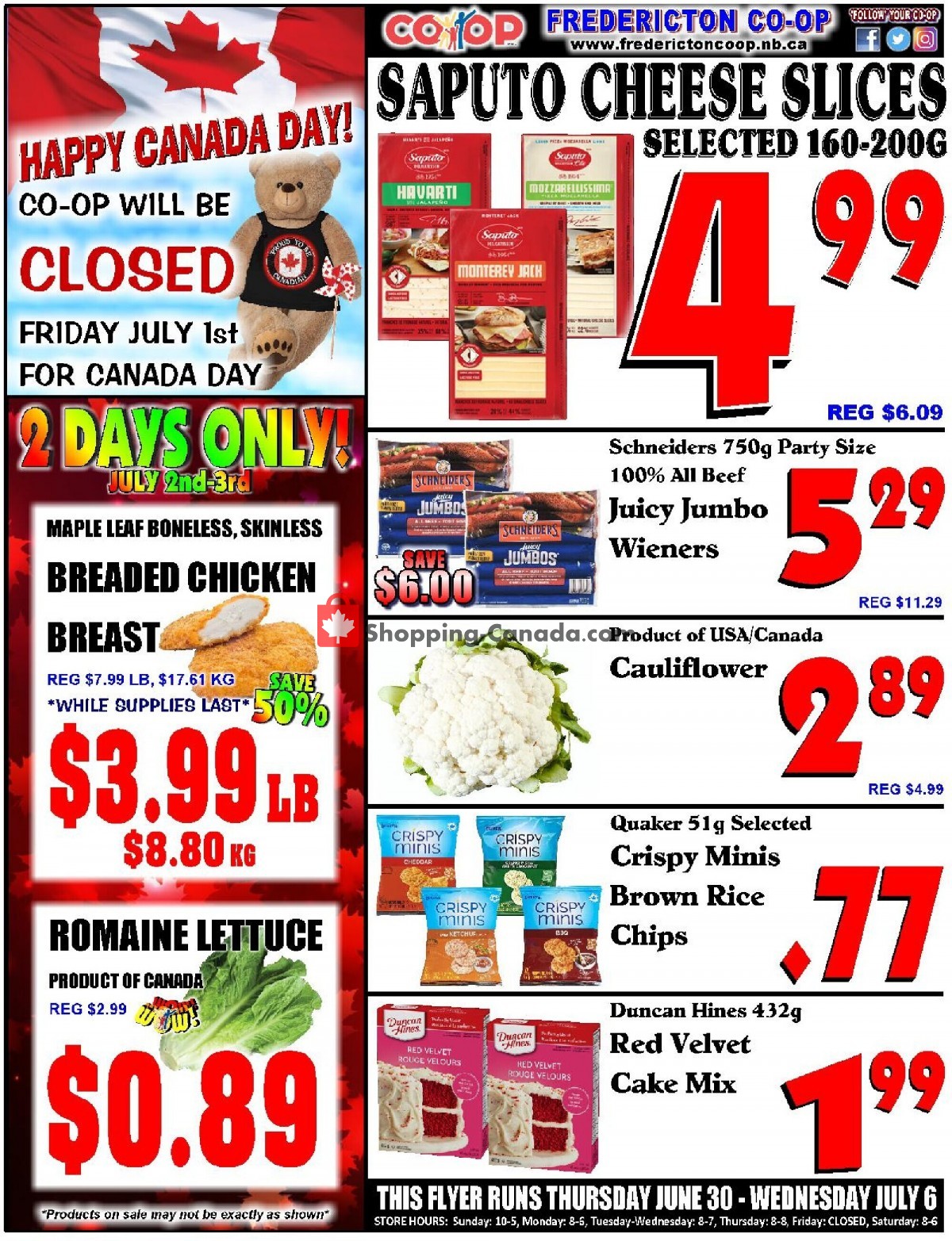 Fredericton Co-op flyer from Thursday June 30, 2022 to Wednesday July 6, 2022 - page 1