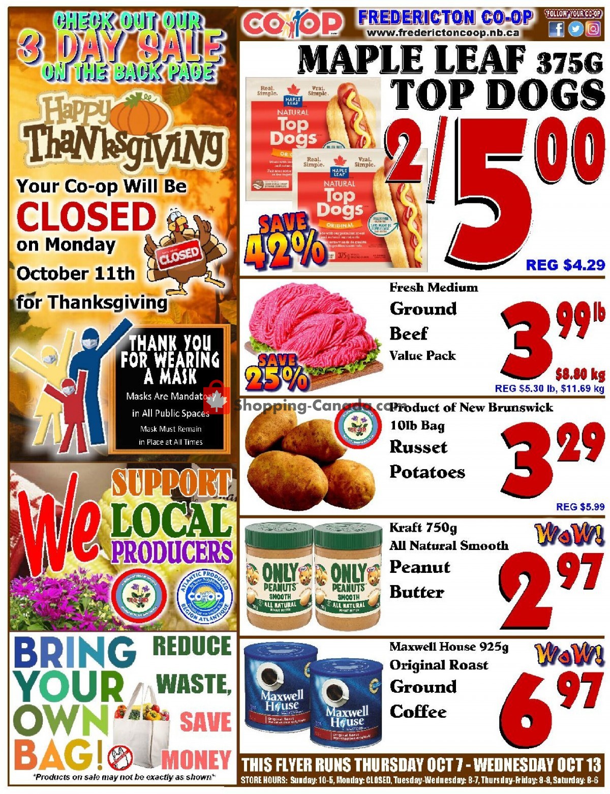 Fredericton Co-op flyer from Thursday October 7, 2021 to Wednesday October 13, 2021 - page 1