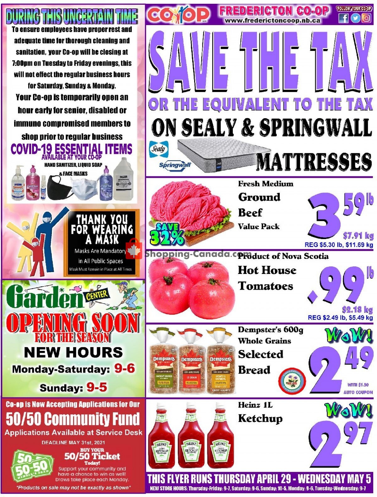 Fredericton Co-op flyer from Thursday April 29, 2021 to Wednesday May 5, 2021 - page 1