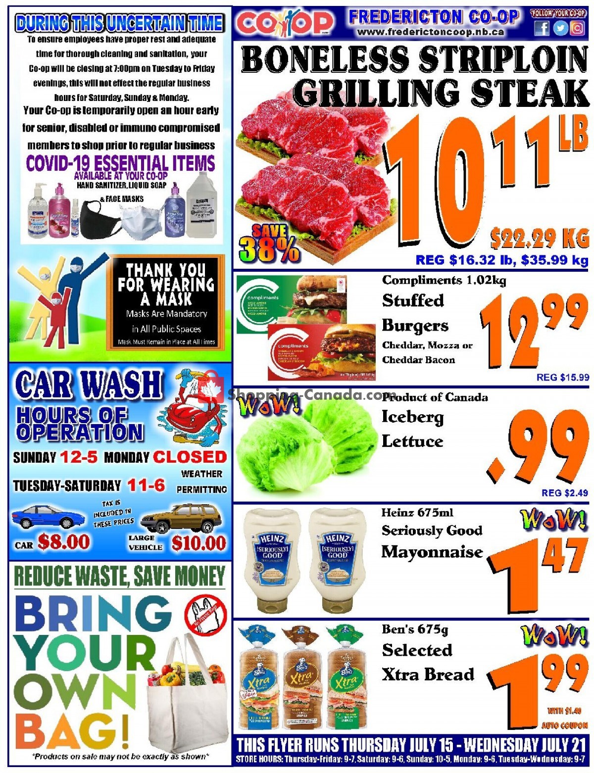 Fredericton Co-op flyer from Thursday July 15, 2021 to Wednesday July 21, 2021 - page 1
