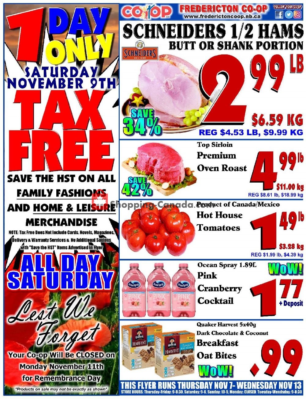 Fredericton Co-op flyer from Thursday November 7, 2019 to Wednesday November 13, 2019 - page 1
