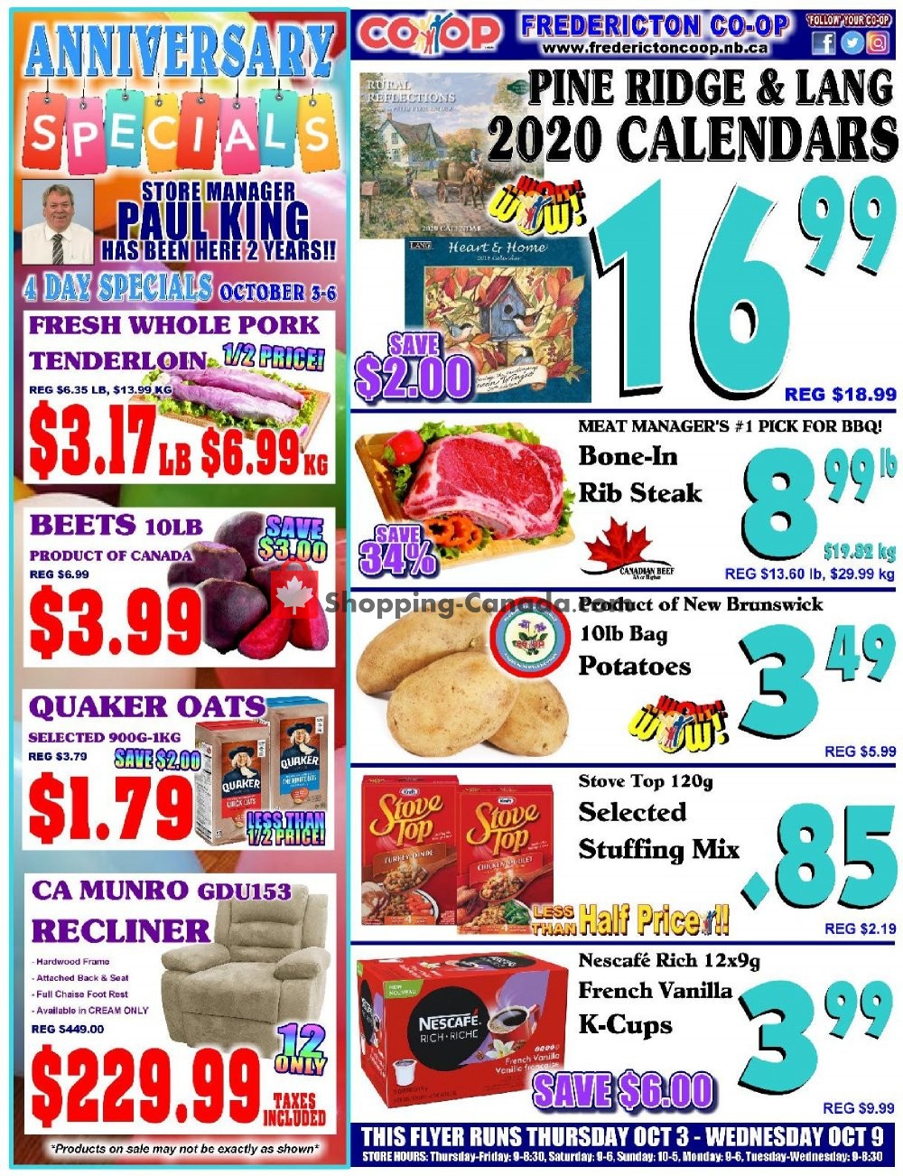 Fredericton Co-op flyer from Thursday October 3, 2019 to Wednesday October 9, 2019 - page 1