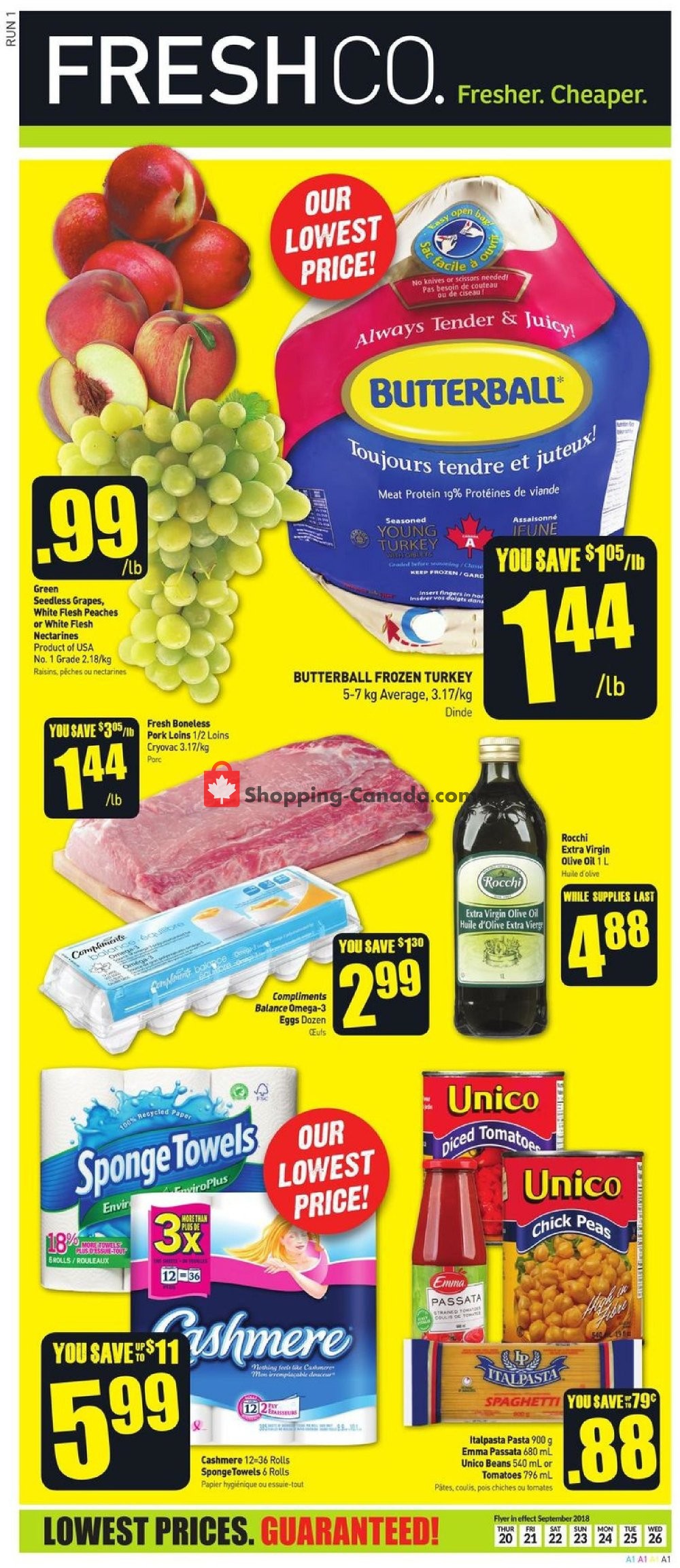 FreshCo flyer from Thursday September 20, 2018 to Wednesday September 26, 2018 - page 1