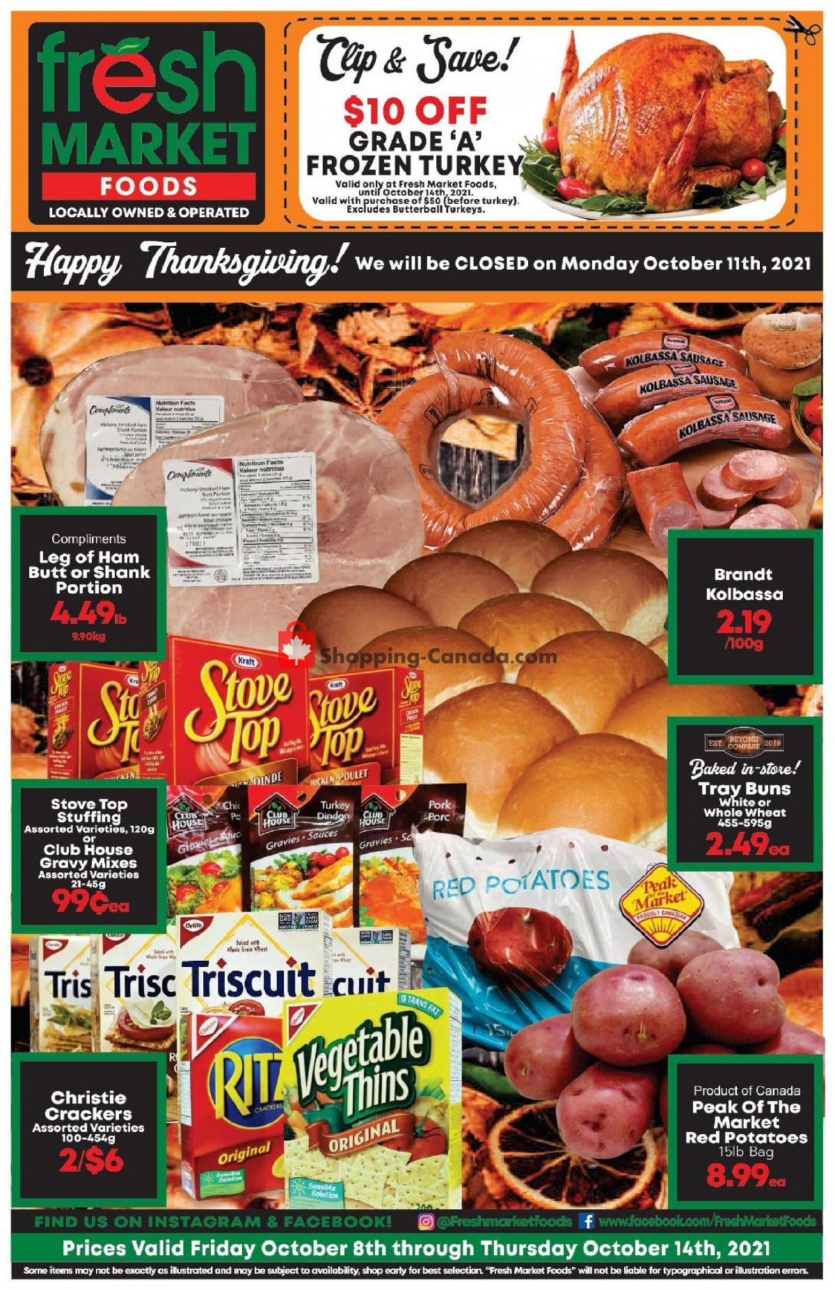 Fresh Market Foods flyer from Friday October 8, 2021 to Thursday October 14, 2021 - page 1
