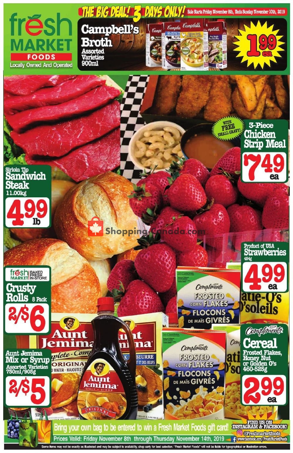 Fresh Market Foods flyer from Friday November 8, 2019 to Thursday November 14, 2019 - page 1