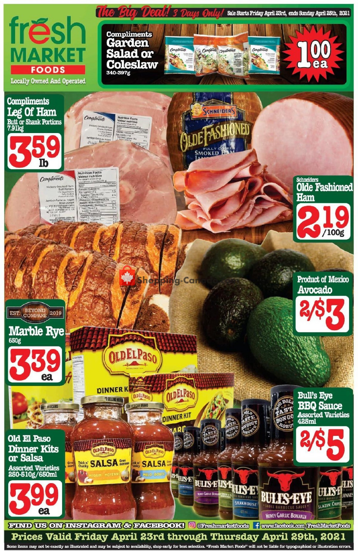 Fresh Market Foods flyer from Friday April 23, 2021 to Thursday April 29, 2021 - page 1