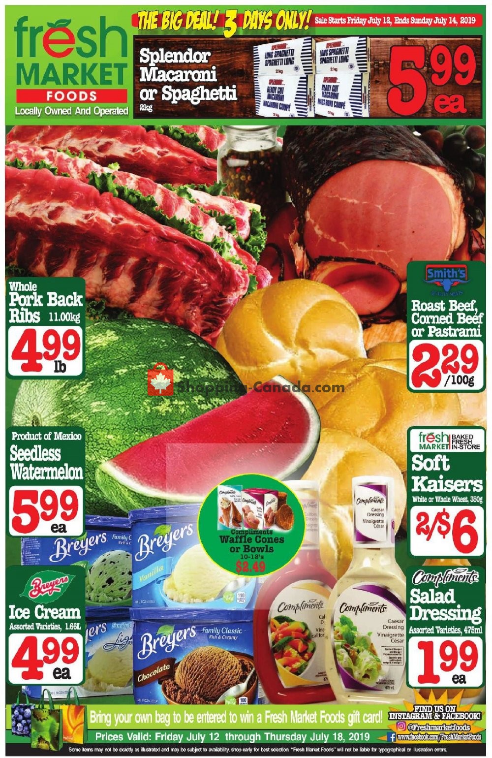 Fresh Market Foods flyer from Friday July 12, 2019 to Thursday July 18, 2019 - page 1