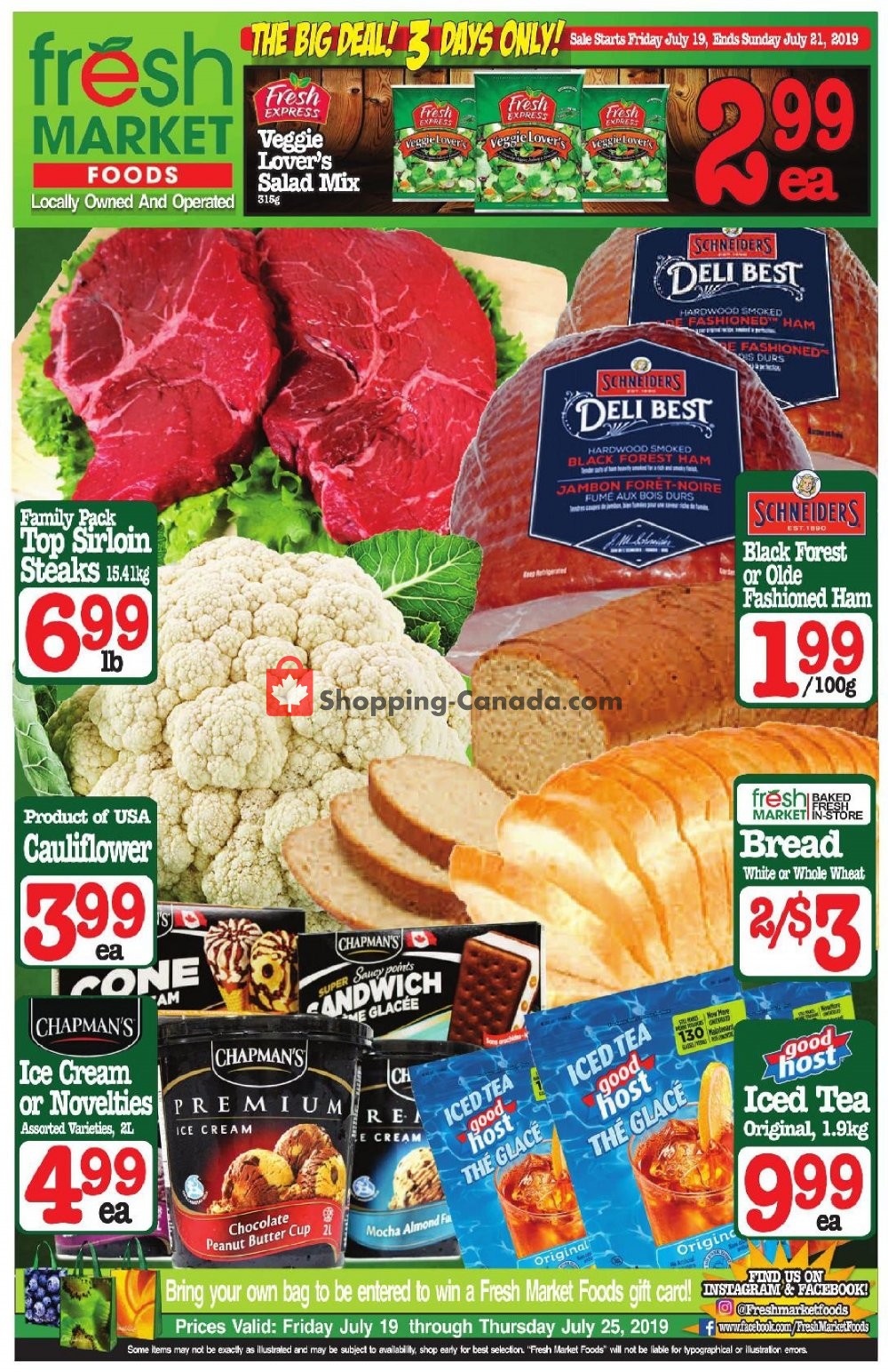Fresh Market Foods flyer from Friday July 19, 2019 to Thursday July 25, 2019 - page 1