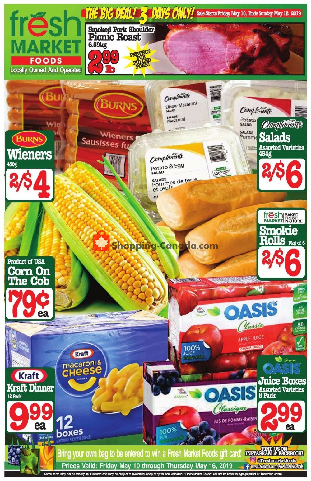 Fresh Market Foods flyer from Friday May 10, 2019 to Sunday May 12, 2019 - page 1