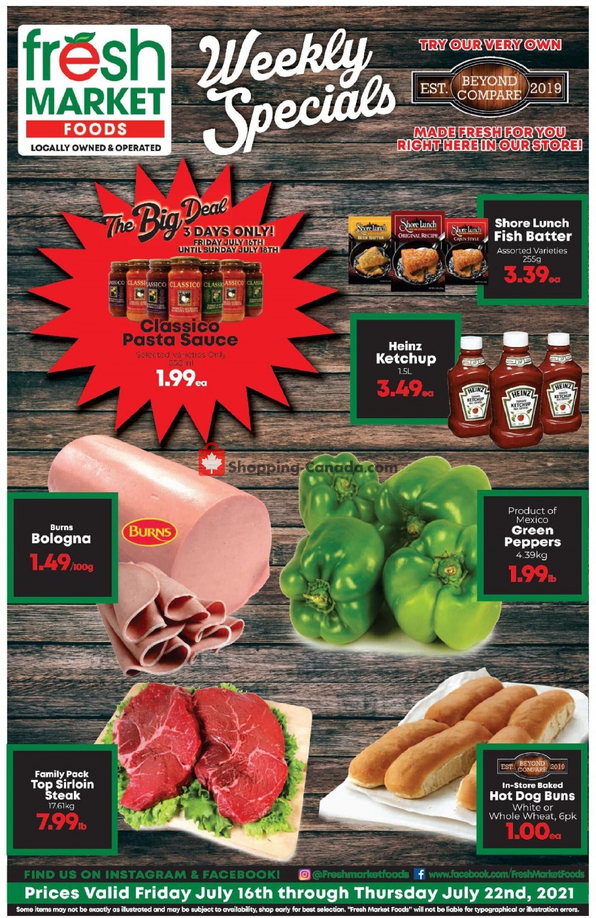 Fresh Market Foods flyer from Friday July 16, 2021 to Thursday July 22, 2021 - page 1