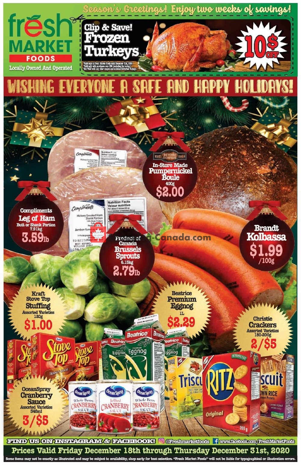 Fresh Market Foods flyer from Friday December 18, 2020 to Thursday December 31, 2020 - page 1