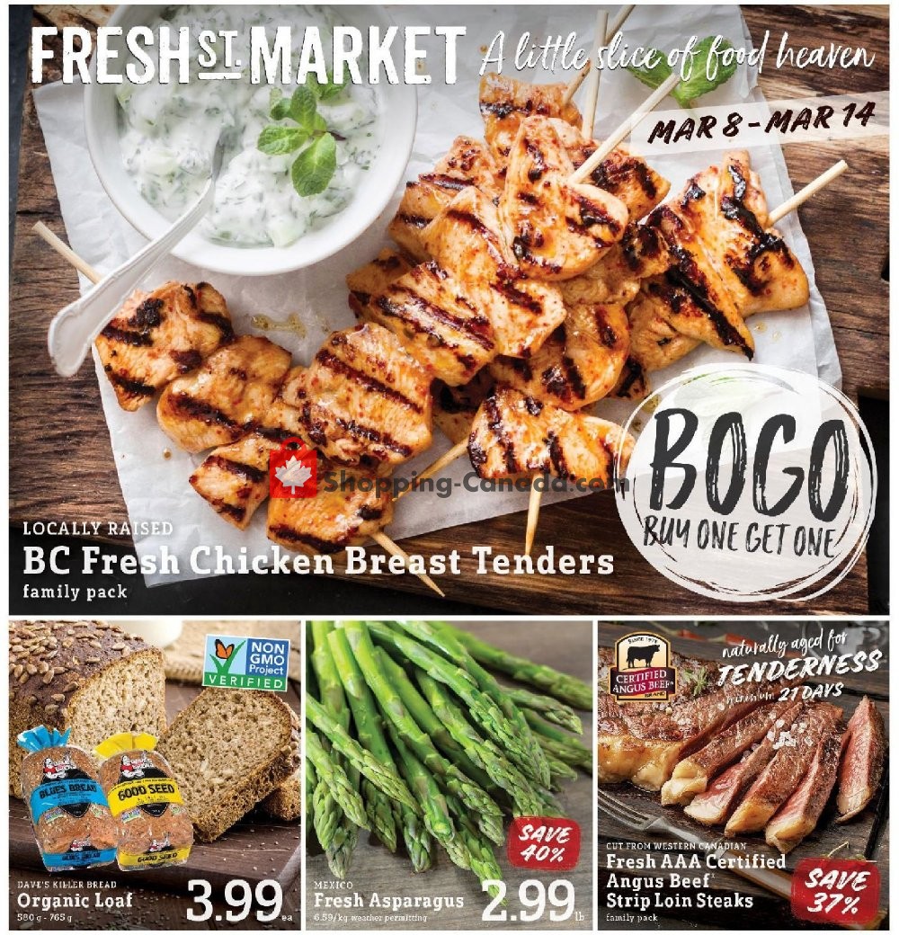 Fresh St. Market flyer from Friday March 8, 2019 to Thursday March 14, 2019 - page 1