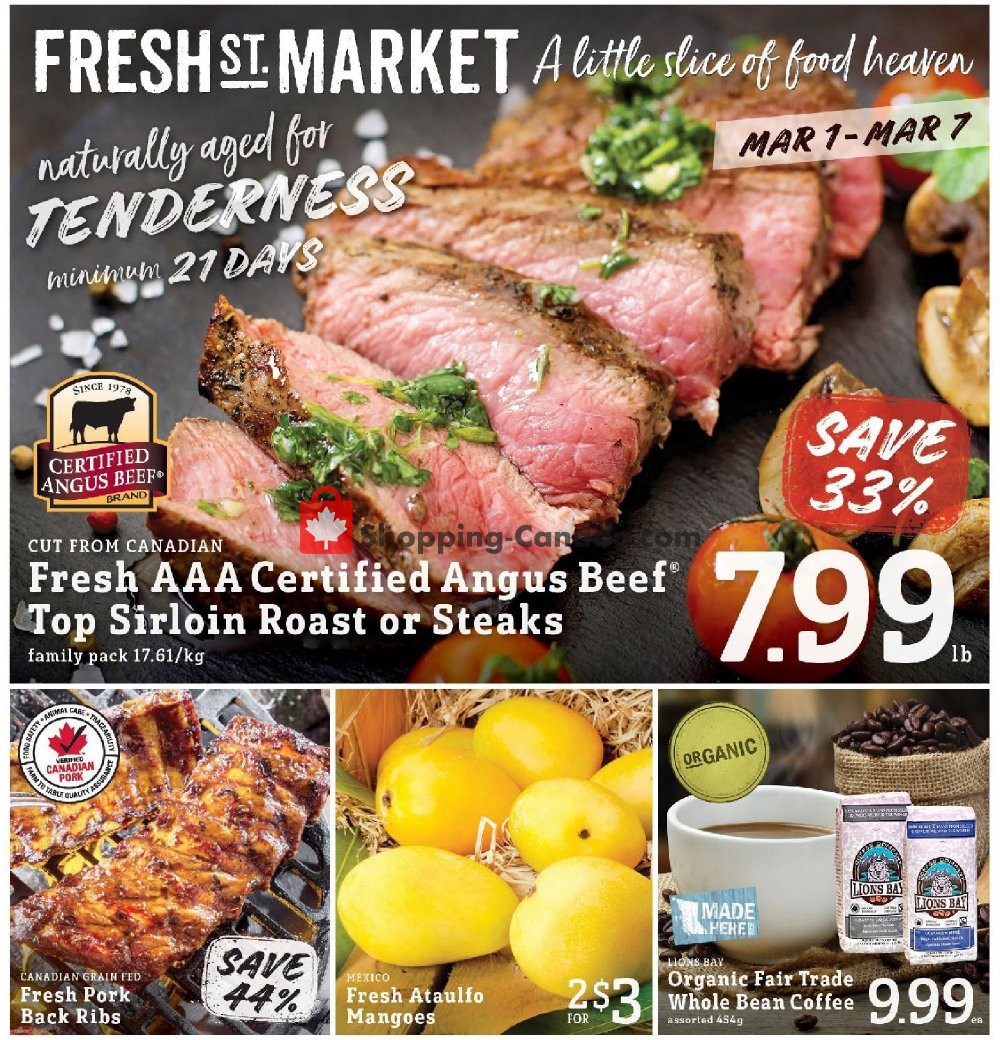 Fresh St. Market flyer from Friday March 1, 2019 to Thursday March 7, 2019 - page 1