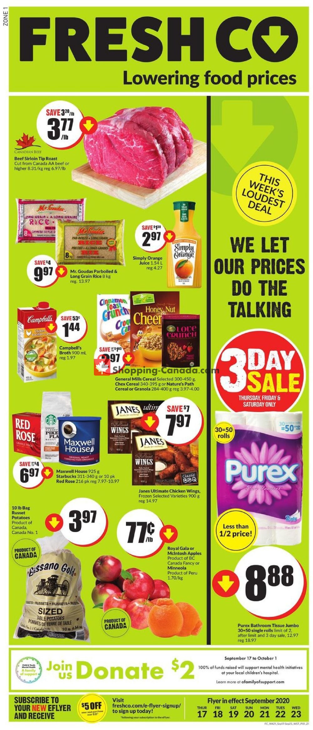 FreshCo Canada, flyer (Lowering Food Prices West) September 17 September 23, 2020