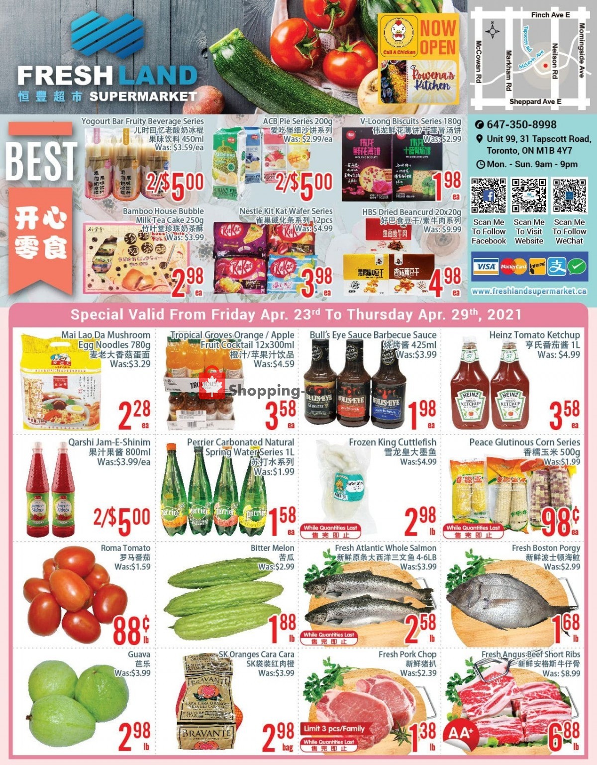 FreshLand Supermarket flyer from Friday April 23, 2021 to Thursday April 29, 2021 - page 1